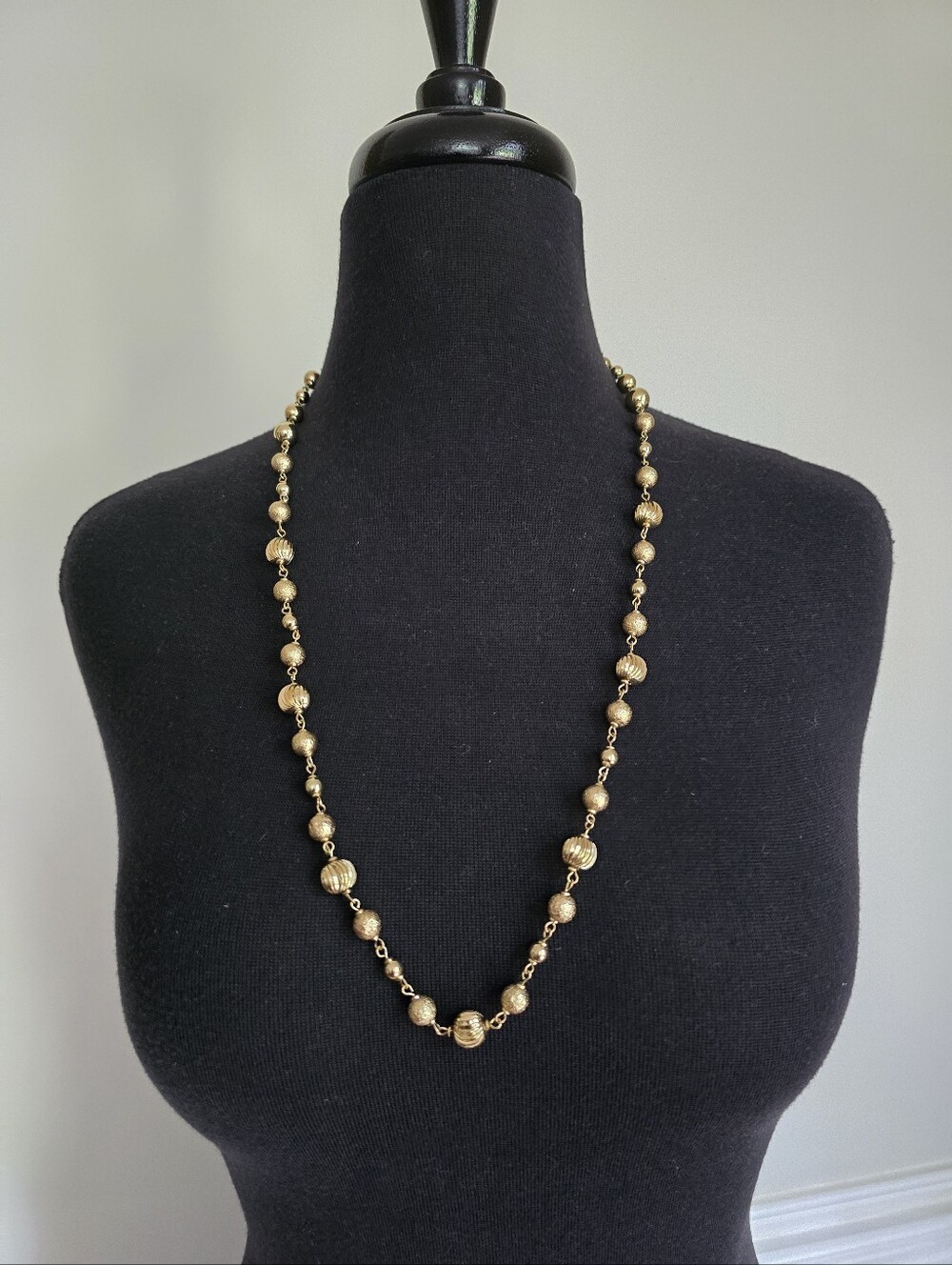 Monet Gold Tone Textured Gold Bead Necklace